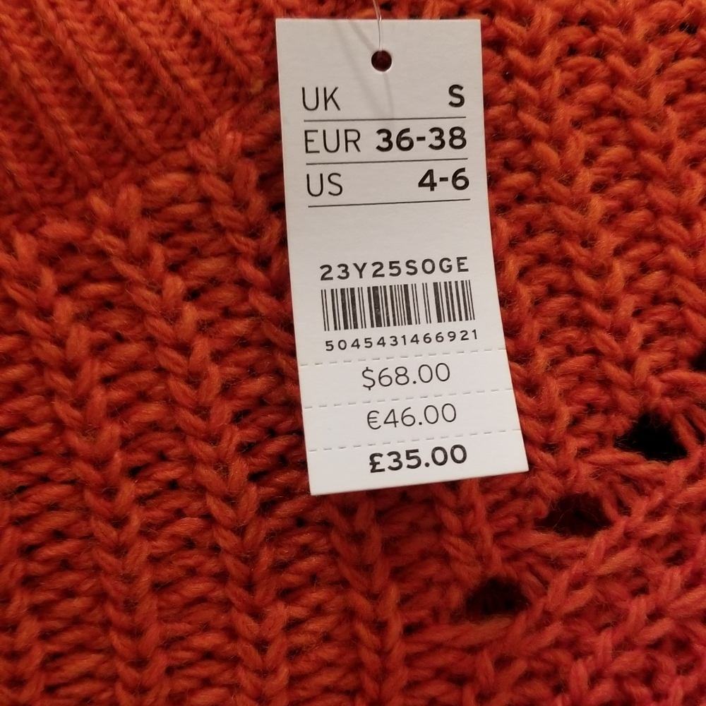 Topshop Ladder Wool Mix Cropped Sweater SZ S NWT - Picture 7 of 10